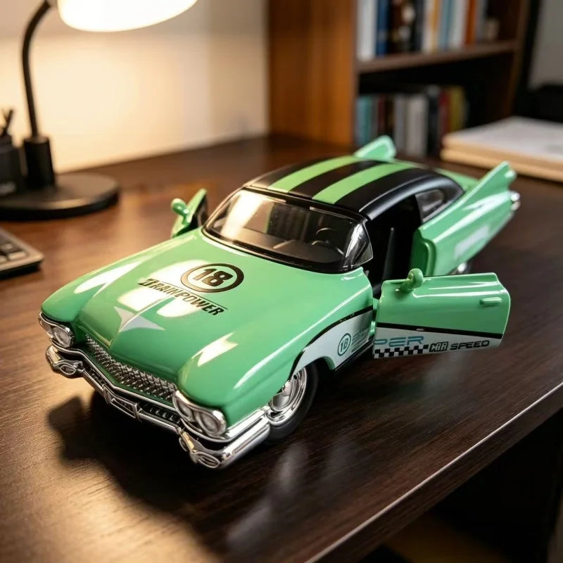 1:36 Fin Diecast Car Retro Alloy Racing Model with Openable Doors