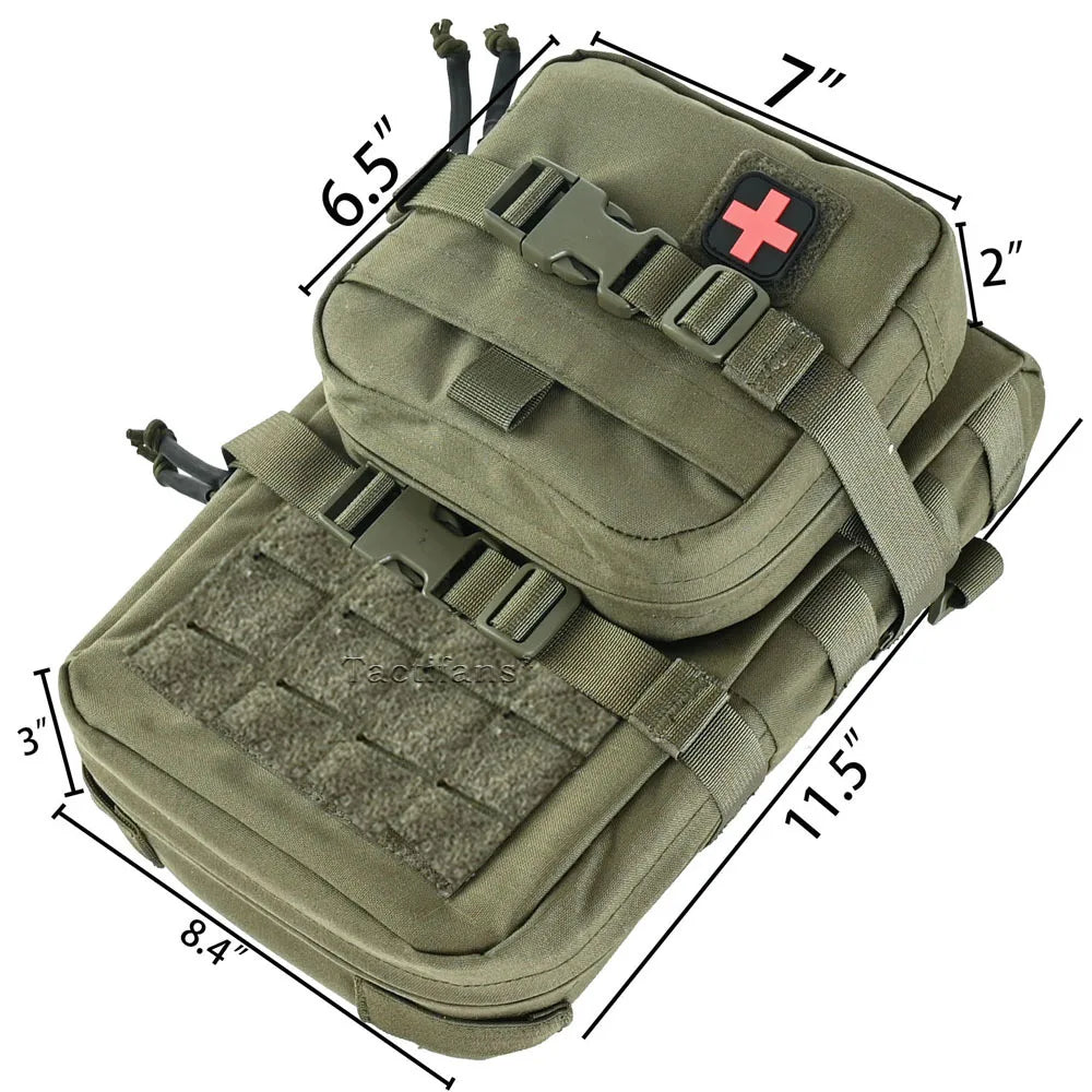 Mini Hydration Pack 2-in-1 MOLLE Rip-Away IFAK Pouch Medical Hunting Bag