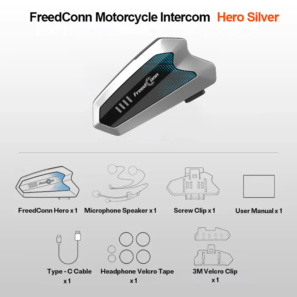 Freedconn Motorcycle Helmet Bluetooth Intercom Headset 6 Riders Music Share
