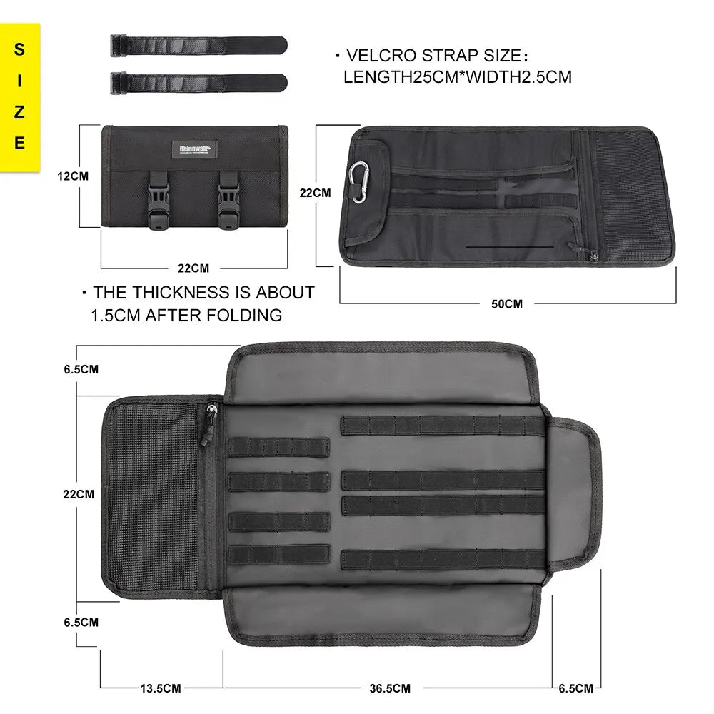 Rhinowalk Motorcycle Tool Roll Bag Portable Motor Saddlebags Side Tool Storage Bag Pouch Outdoor Travel Repair Working Tool-EXPROTAS