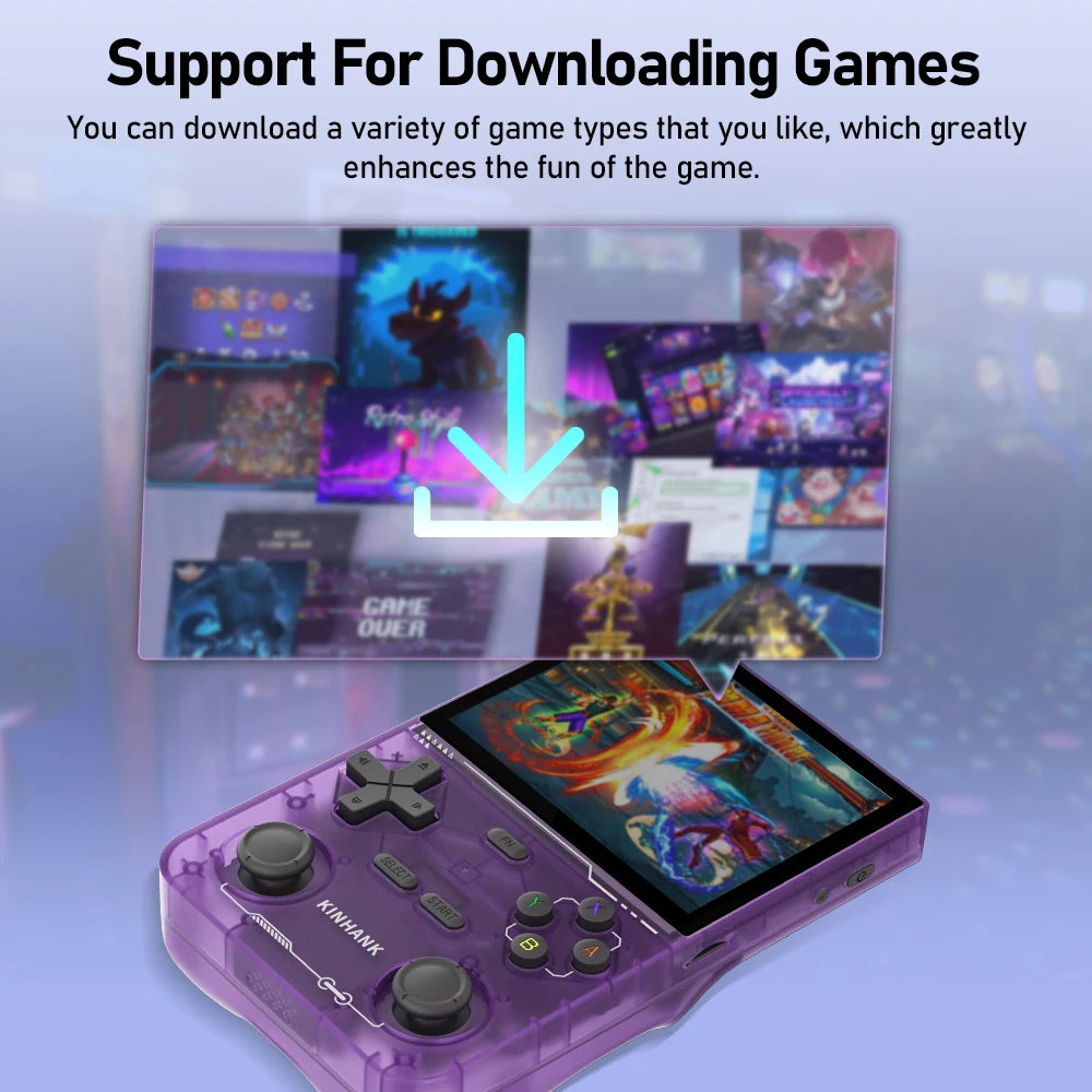 KINHANK Open Source K36 Retro Handheld Video Game Console 16000 Games Emulator for PS1/PSP/DC/N64/SS 500nit 3.5 Inch IPS Screen-EXPROTAS