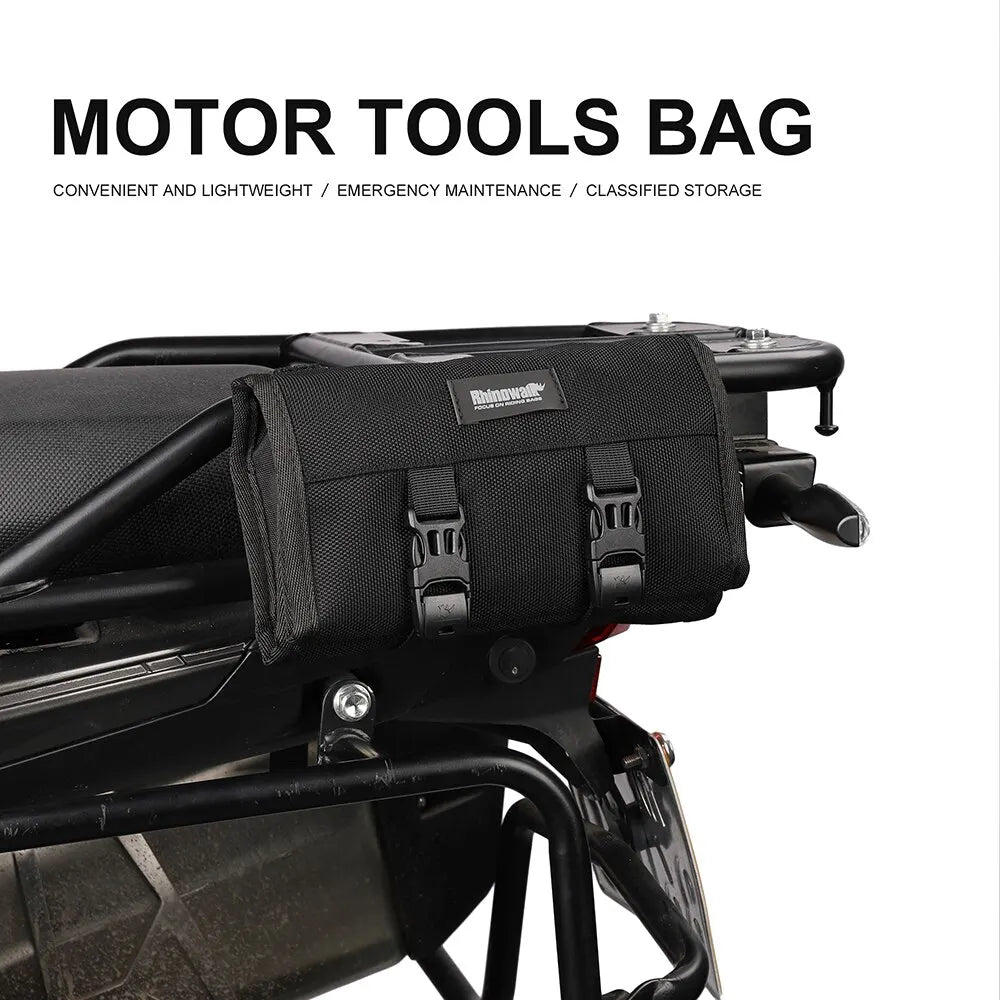 Rhinowalk Motorcycle Tool Roll Bag Portable Motor Saddlebags Side Tool Storage Bag Pouch Outdoor Travel Repair Working Tool-EXPROTAS