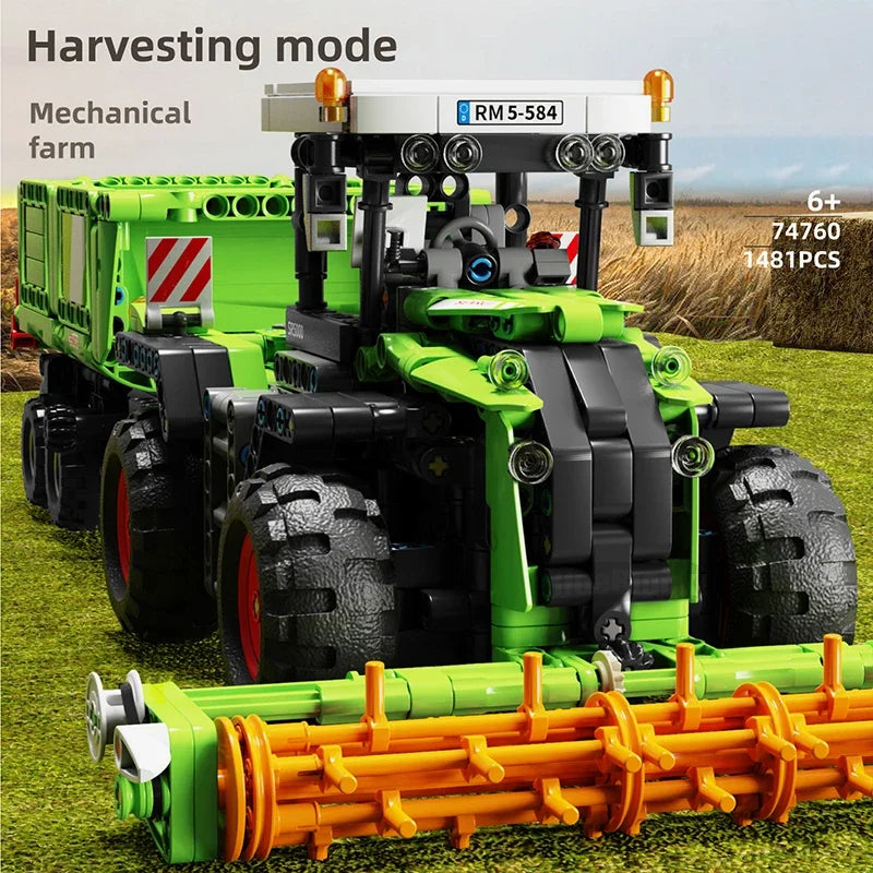 City Construction Tractor Harvester Building Block Kits Truck Farm Construction Vehicles Set Toys for Adults Boys Girls-EXPROTAS