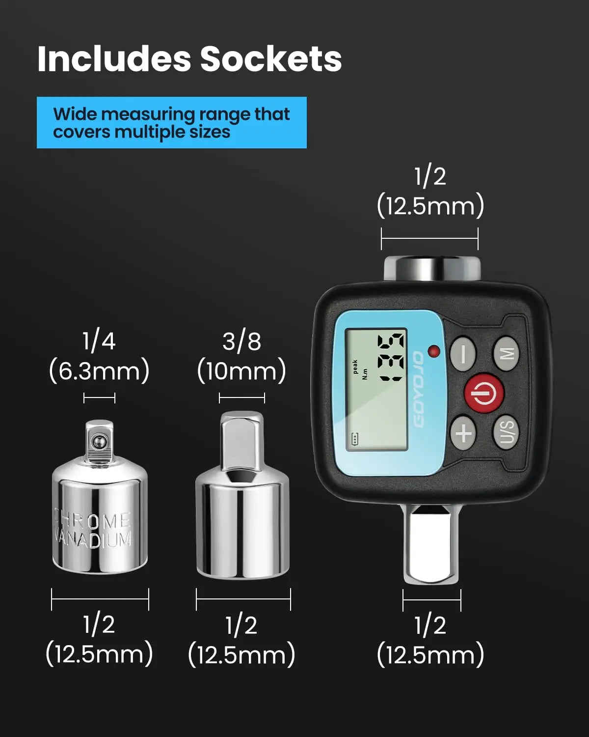 Professional Digital Torque Wrench 1/4'' 3/8'' 1/2 '' Electronic Torque Wrench Torque Adapter Bike Car Repair Hand Tools Set-EXPROTAS