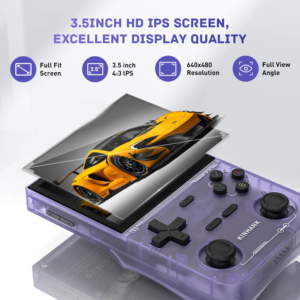 KINHANK Open Source K36 Retro Handheld Video Game Console 16000 Games Emulator for PS1/PSP/DC/N64/SS 500nit 3.5 Inch IPS Screen-EXPROTAS