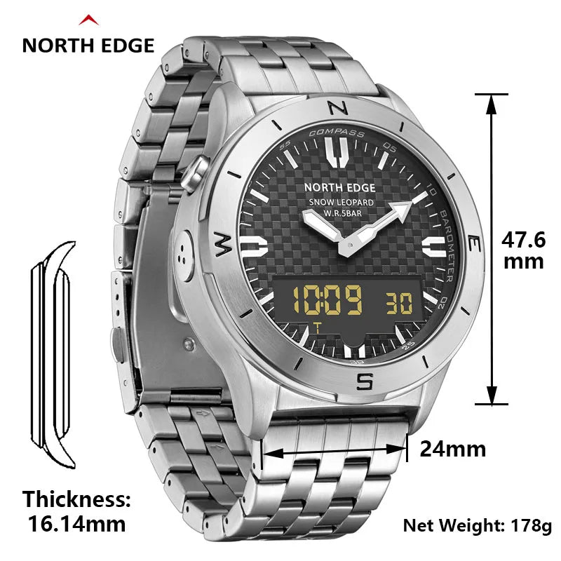 NORTH EDGE Men's Sports Digital Watches Business Luxury Watch For Men Waterproof 50M Altimeter Barometer Compass Luminous Clock-EXPROTAS