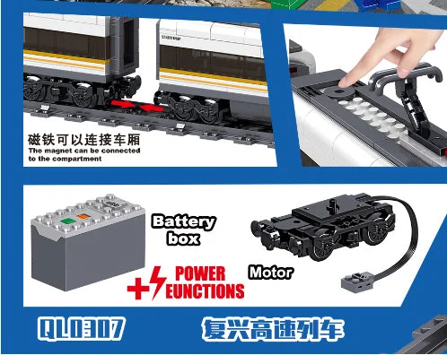 City Power High-speed Railway Fuxing Hexie Electric Locomotive Train Building Blocks Toys for Children Technical Bricks Kids-EXPROTAS