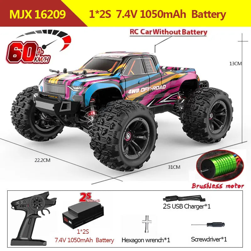 Hyper Go MJX 16208 16207 16209 16210 1/16 4WD RC Car 70KM/H Brushless RC Racing Car Remote Control Cars Off-Road Truck Toys-EXPROTAS