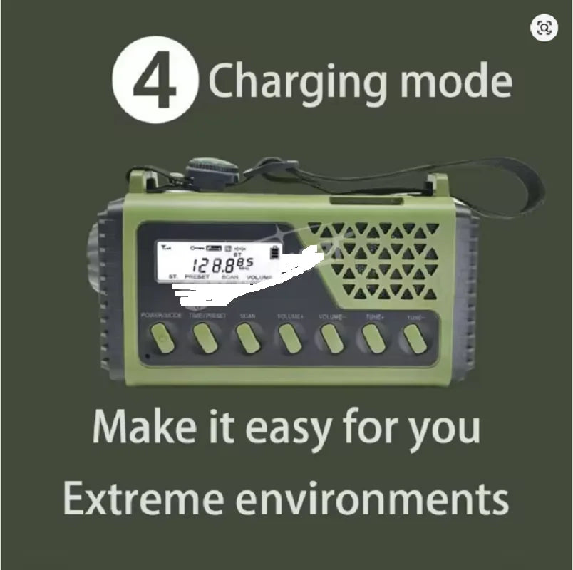 10000mAh Emergency Solar Hand Crank Radio Power Bank Portable Charger