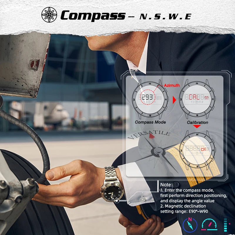 NORTH EDGE Men's Sports Digital Watches Business Luxury Watch For Men Waterproof 50M Altimeter Barometer Compass Luminous Clock-EXPROTAS