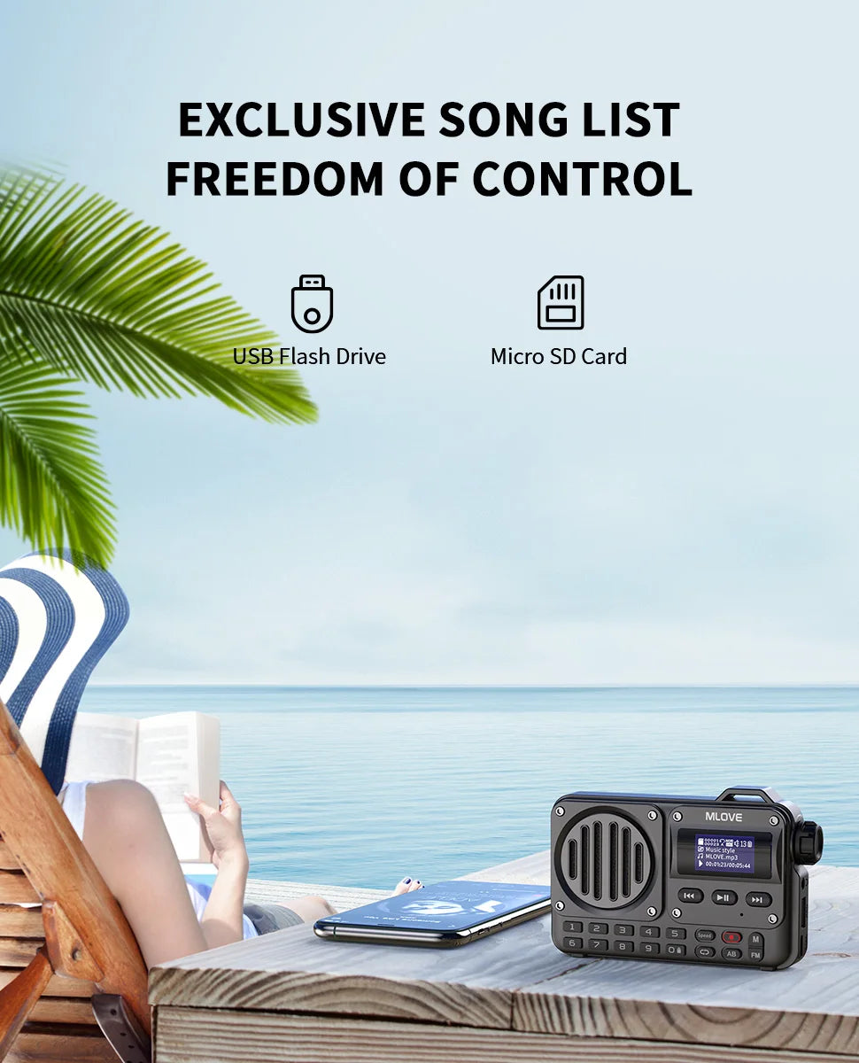 MLOVE BV800 Super-Portable Bluetooth Speaker with FM Radio,LCD Screen Display, Antenna, AUX Input, USB Disk, TF Card, MP3 Player-EXPROTAS