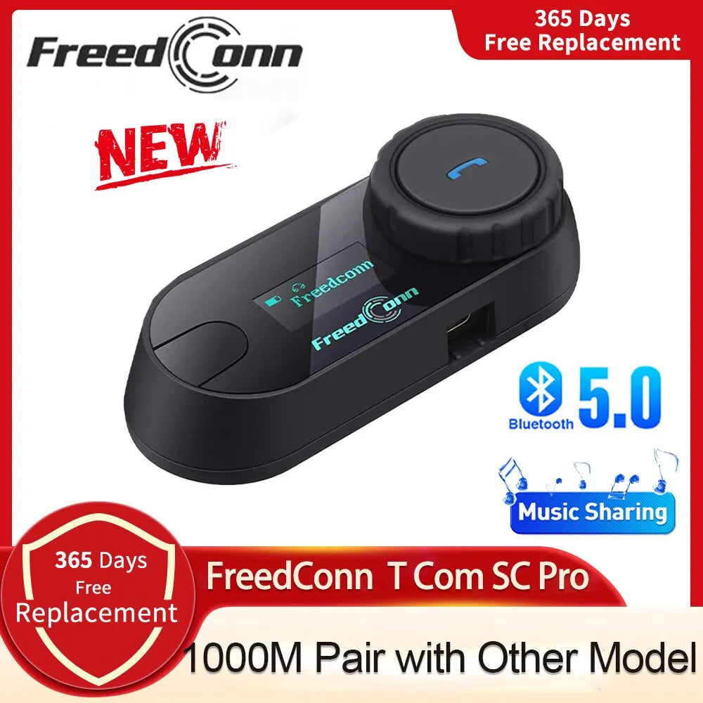 Freedconn T Com SC Motorcycle Helmet Bluetooth Intercom 6 Riders FM Music Share