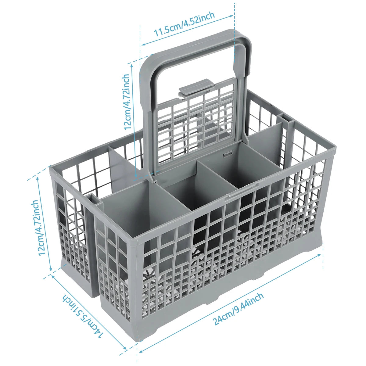 Foldable Cutlery Holder Dishwasher Basket Universal Utensil Storage Grey