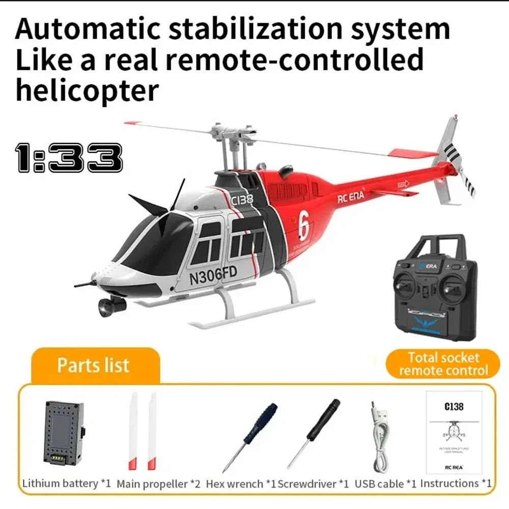 New Re Era C138 1:33 Six Channel Single Paddle Aileron Free Helicopter Barometer Fixed Height 3d Rolling Toy Gift Rc Planes-EXPROTAS