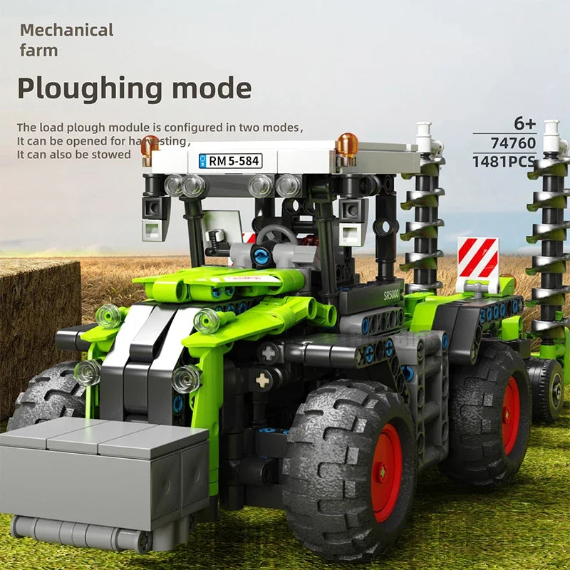 City Construction Tractor Harvester Building Block Kits Truck Farm Construction Vehicles Set Toys for Adults Boys Girls-EXPROTAS