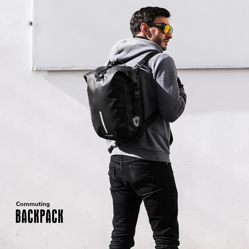 Rhinowalk 20L Waterproof Bike Pannier Bag, Rear Rack, Black, Cycling Backpack-EXPROTAS
