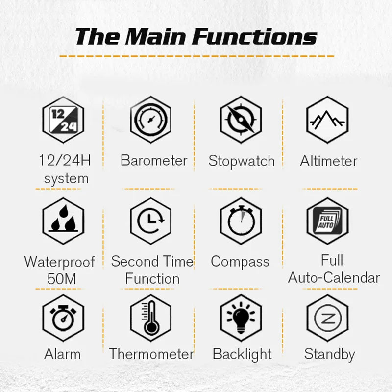 NORTH EDGE Men's Sports Digital Watches Business Luxury Watch For Men Waterproof 50M Altimeter Barometer Compass Luminous Clock-EXPROTAS