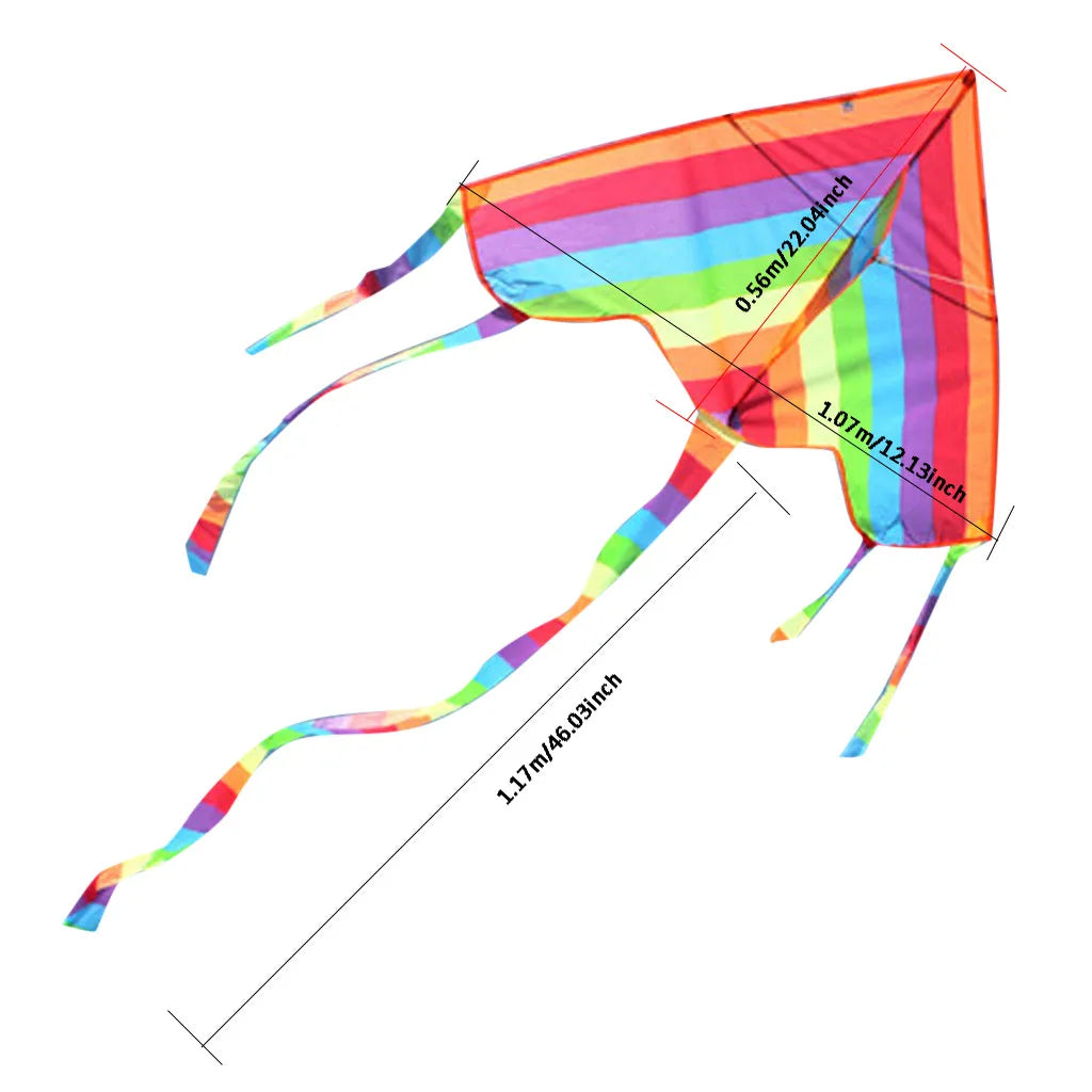 Rainbow Kite Outdoor Fun Beach Kids Easy Fly Colorful 1.07m with 30M Line