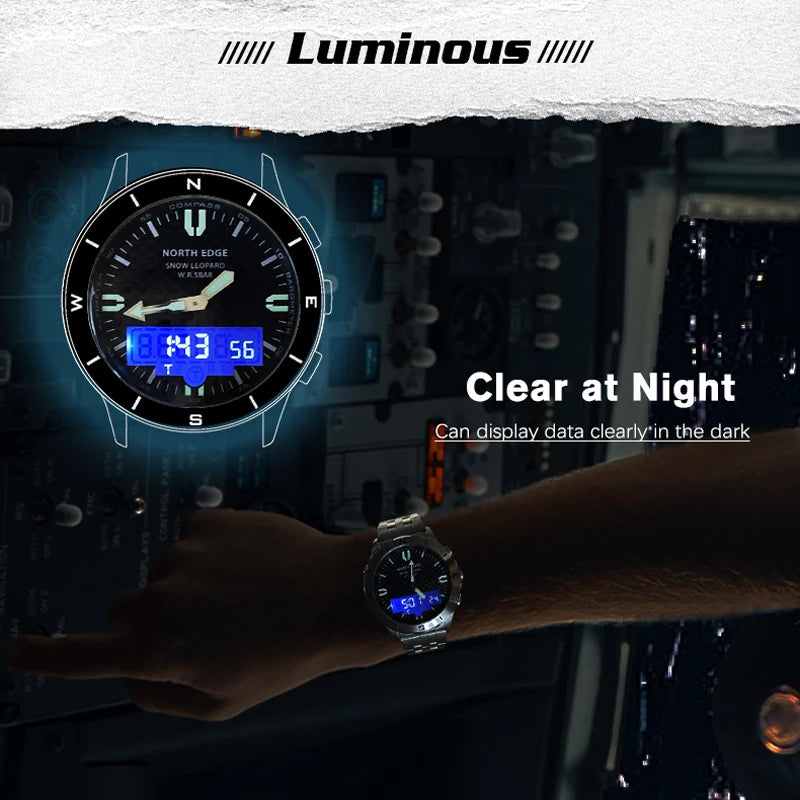 NORTH EDGE Men's Sports Digital Watches Business Luxury Watch For Men Waterproof 50M Altimeter Barometer Compass Luminous Clock-EXPROTAS