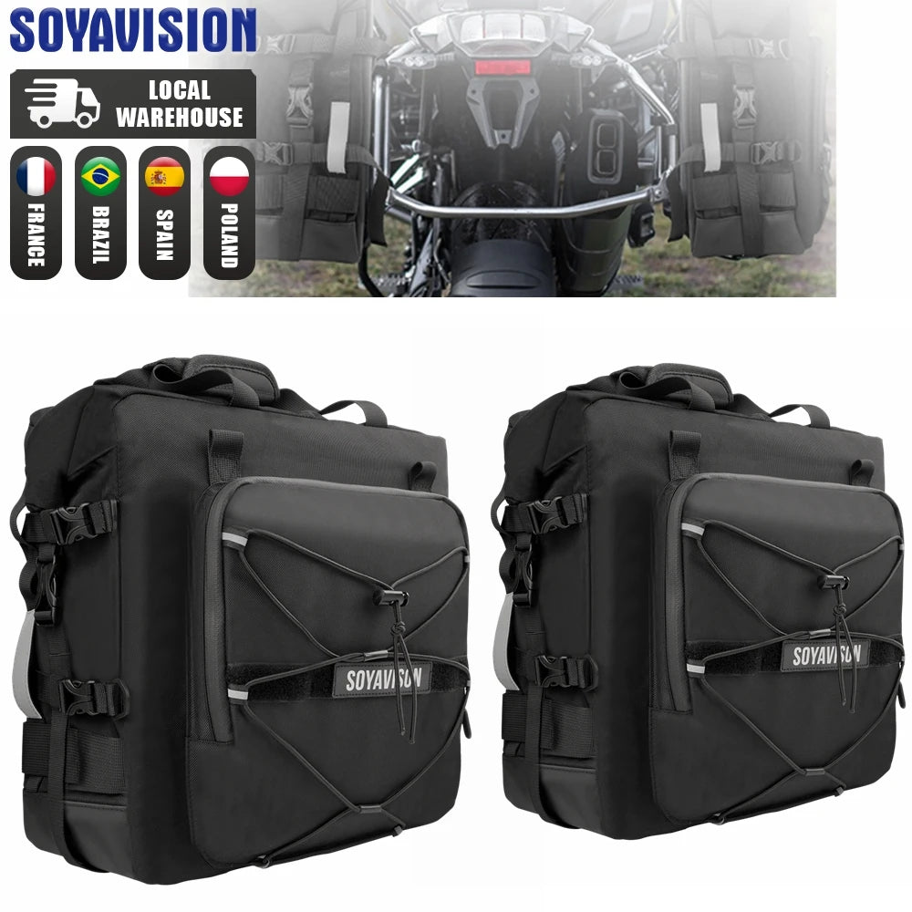 Motorcycle Crash Bar Saddle Bag | 20L Universal Side Rear Seat Pack for Storage