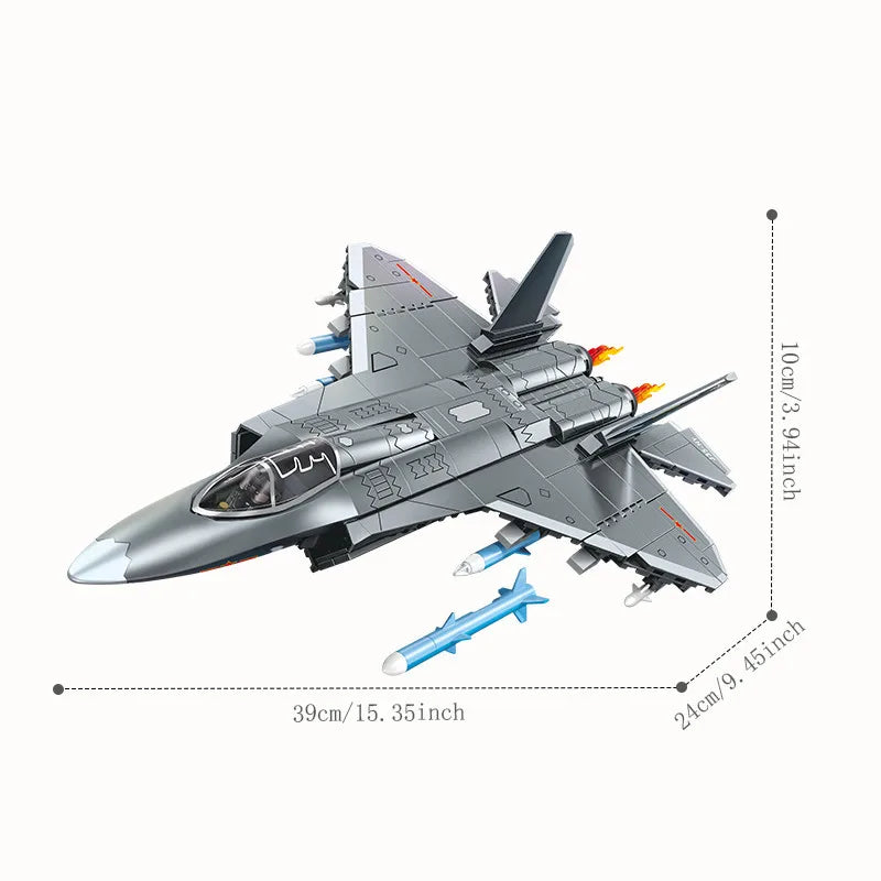 SEMBO J-35 Fighter Jet Building Blocks Military Aircraft MOC Model Bricks Toy Gift