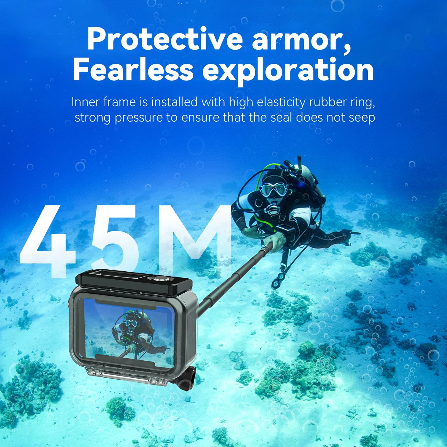TELESIN 45M Waterproof Case For DJI OSMO Action 3 4 5pro Underwater Diving Housing Cover Action Camera Accessories-EXPROTAS