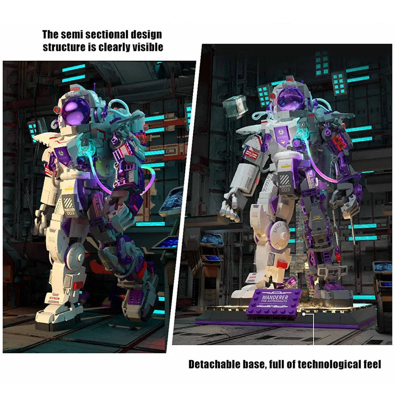 City Purple Space Astronaut Robot Model Building Blocks Aerospace Spaceman Mecha With Lights MOC Bricks Education Toys Kids Gift-EXPROTAS