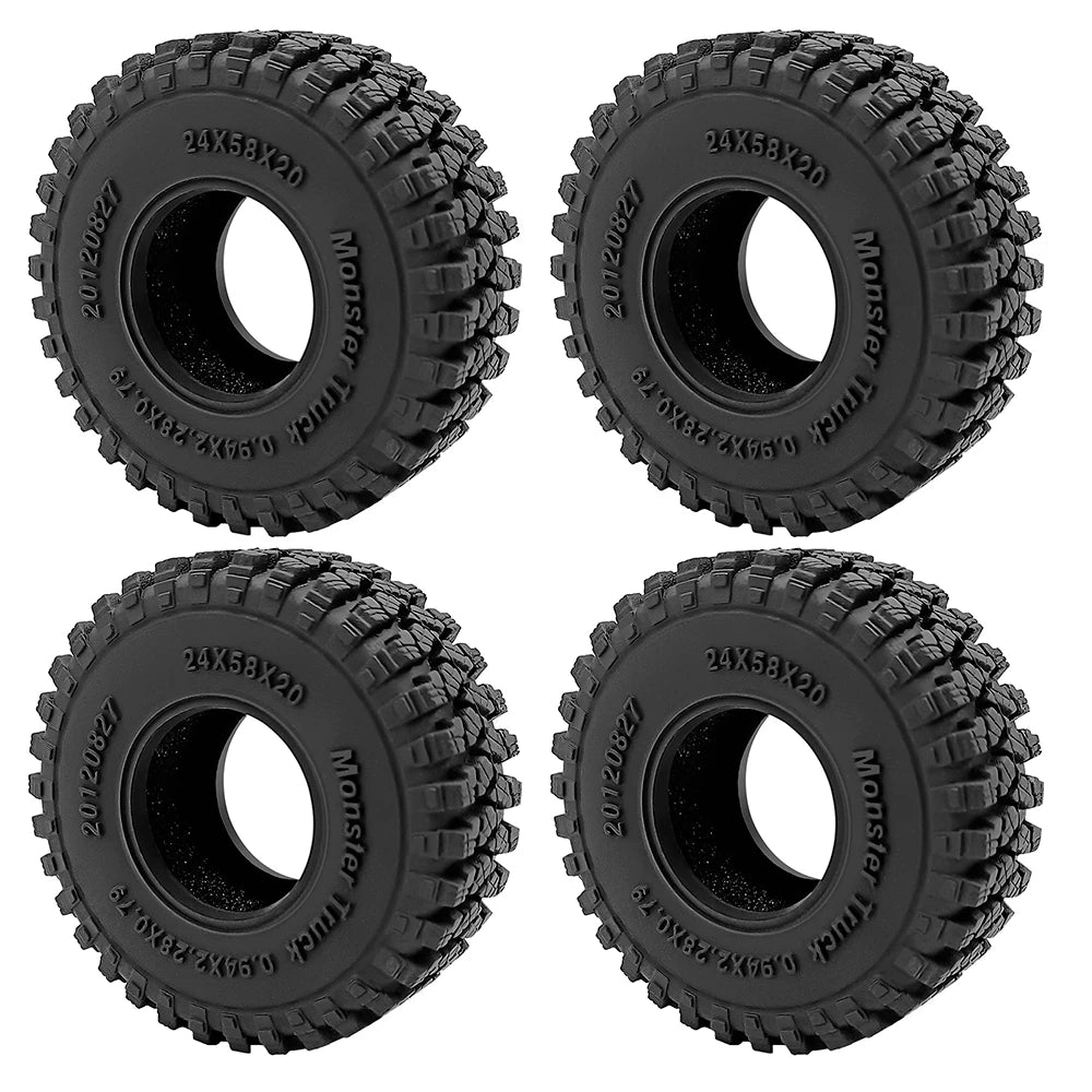 YEAHRUN 4Pcs 1.0inch Soft Rubber Wheel Tires 50/54/58/62/64/65mm for TRX-4M 1/18 Axial SCX24 1/24 RC Crawler Car Upgrade Parts-EXPROTAS