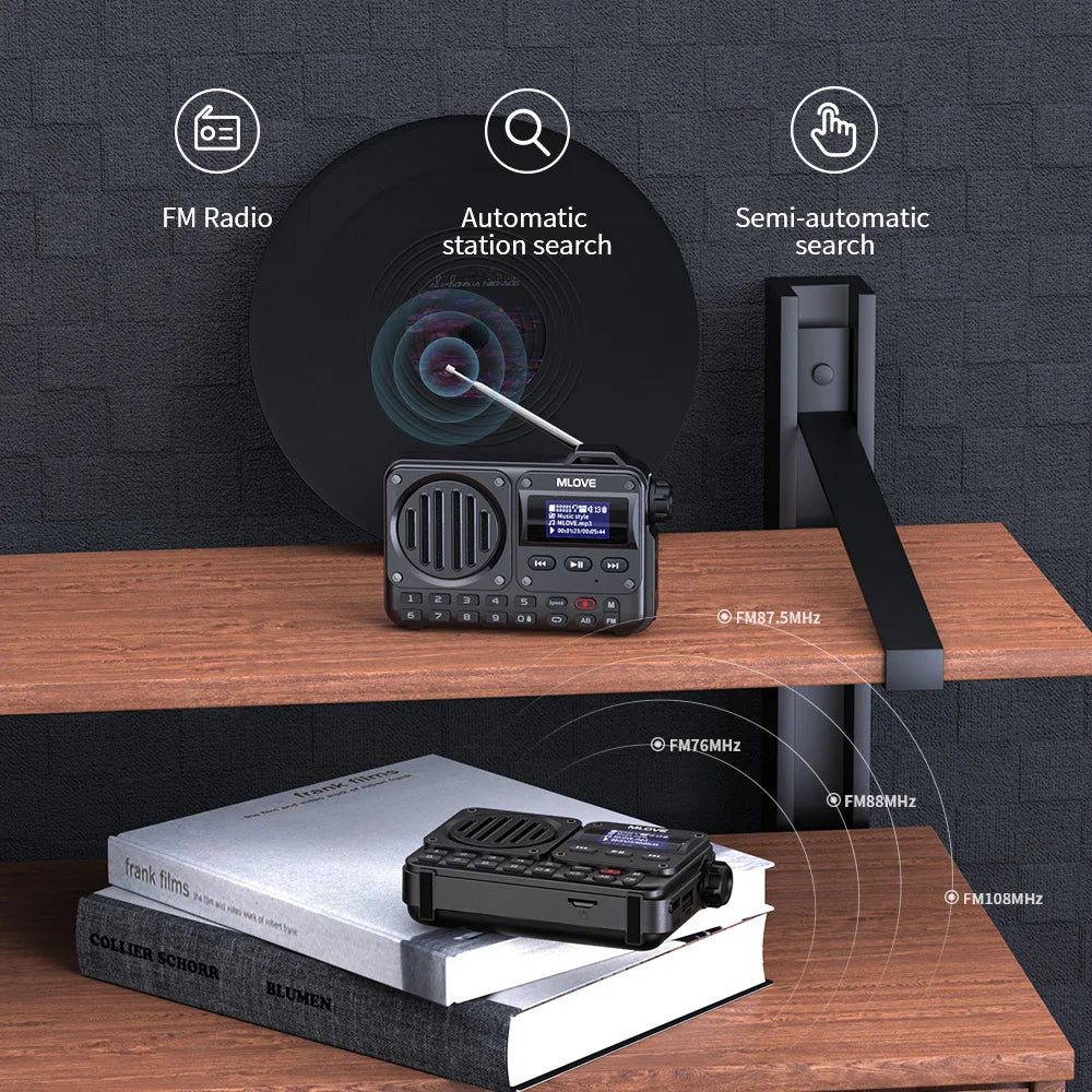 MLOVE BV800 Super-Portable Bluetooth Speaker with FM Radio,LCD Screen Display, Antenna, AUX Input, USB Disk, TF Card, MP3 Player-EXPROTAS