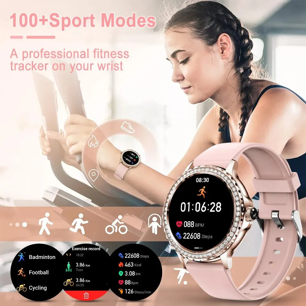 MEVADEN Rosegold Smart Watch For Lady Bluetooth Call 100+Sports Mode Fitness Women Smartwatch DIY Dials For IOS Android NX19-EXPROTAS