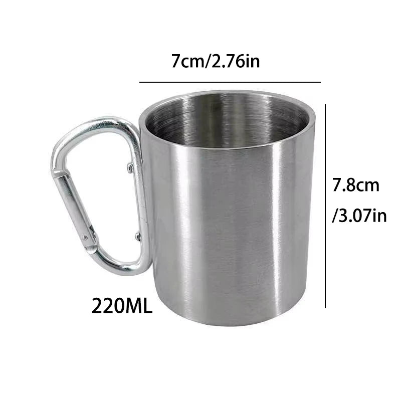 Outdoor Mountaineering Button Portable Stainless Steel Water Cup 1PC