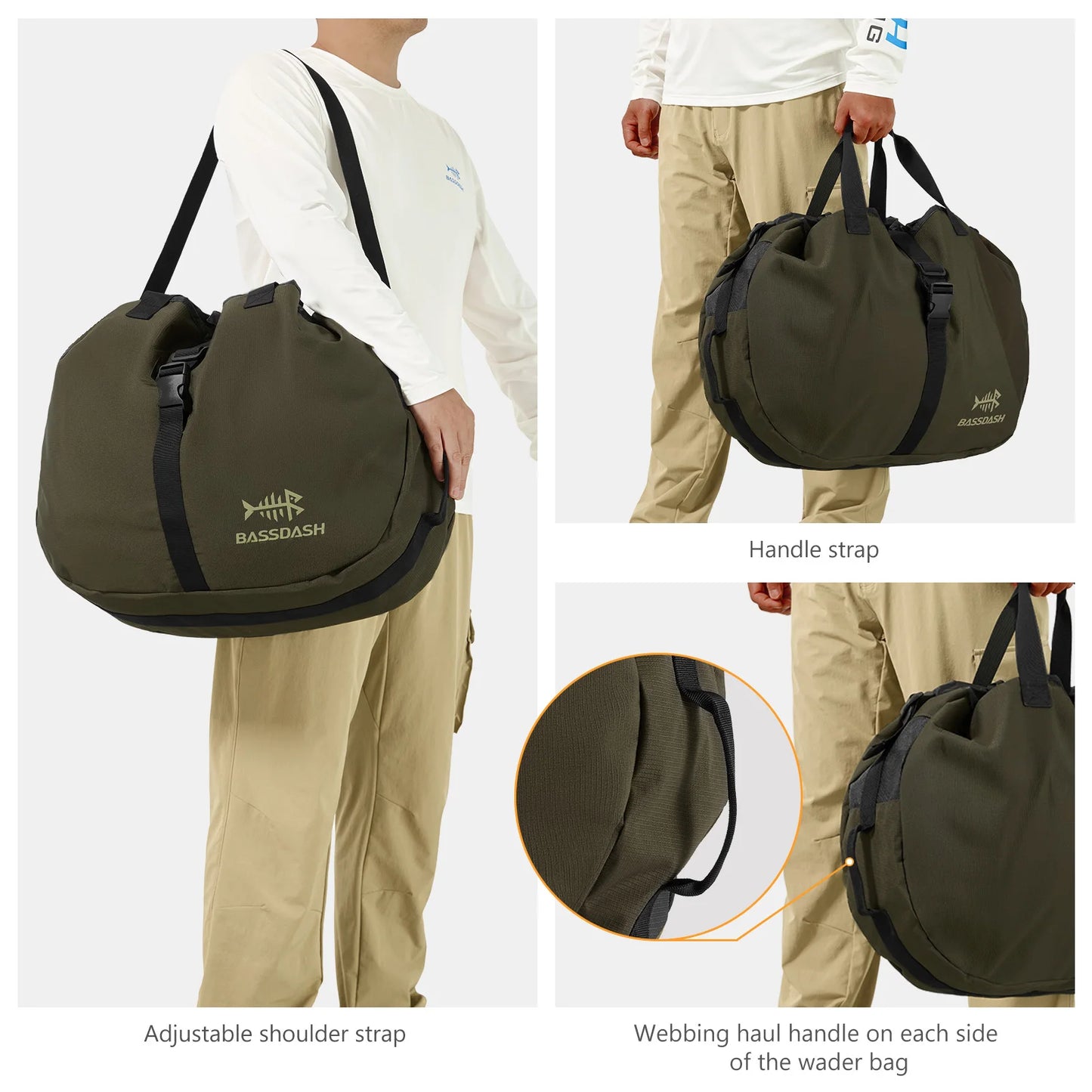 Foldable Fishing Wader Bag BASSDASH FP08 Changing Mat Boot Storage Shoulder Strap