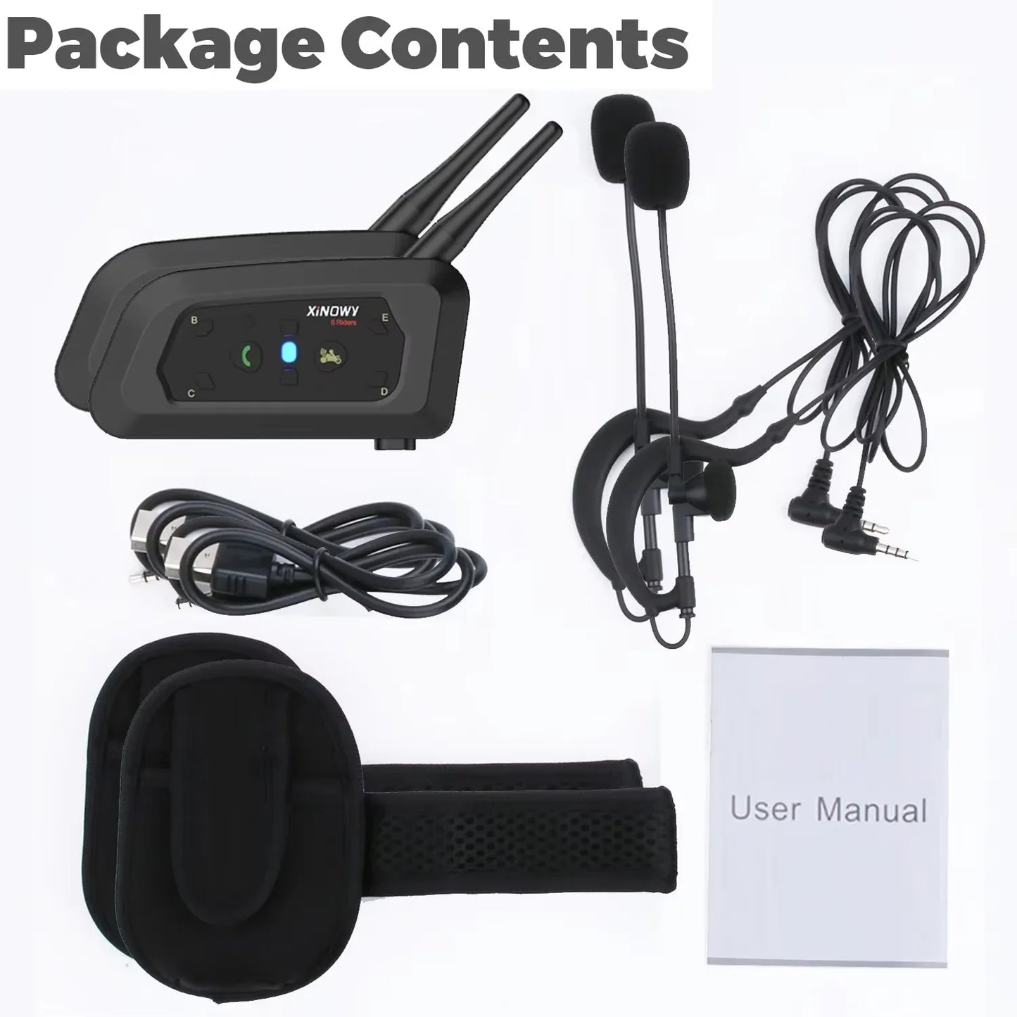 XiNOWY V6C PRO Bluetooth Full Duplex Referee Intercom Headset 1200m Earhook (2 Referees)