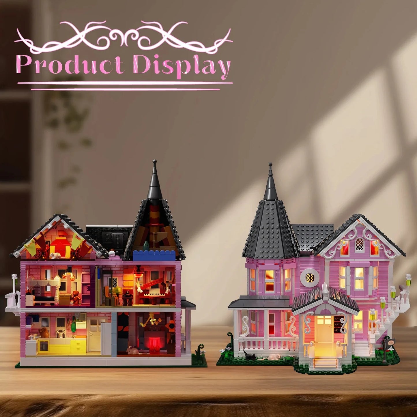 1349 PCS Coralines Building Block Set Pink Palace Model Apartment Ideas Movie Architecture Toy for Boys and Girls Christmas Gift-EXPROTAS