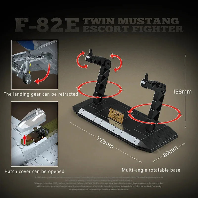 QUAN GUAN 100281 F-82E Twin Mustang Fighter Building Blocks Aircraft Toy Set