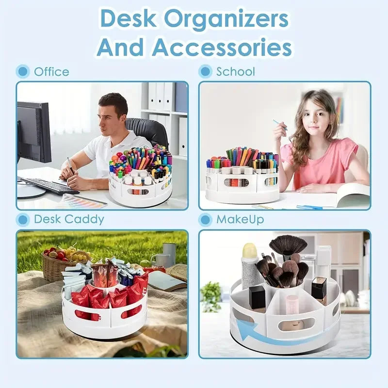 360° Rotating Desk Organizer Pen Holder Office Storage Tidy Stationery