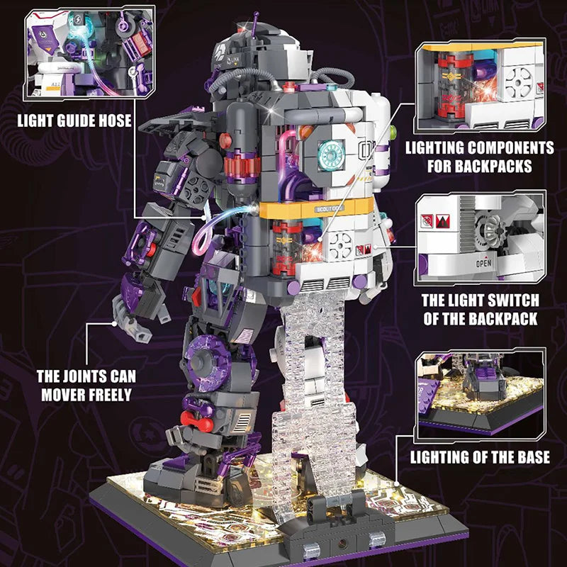 City Purple Space Astronaut Robot Model Building Blocks Aerospace Spaceman Mecha With Lights MOC Bricks Education Toys Kids Gift-EXPROTAS