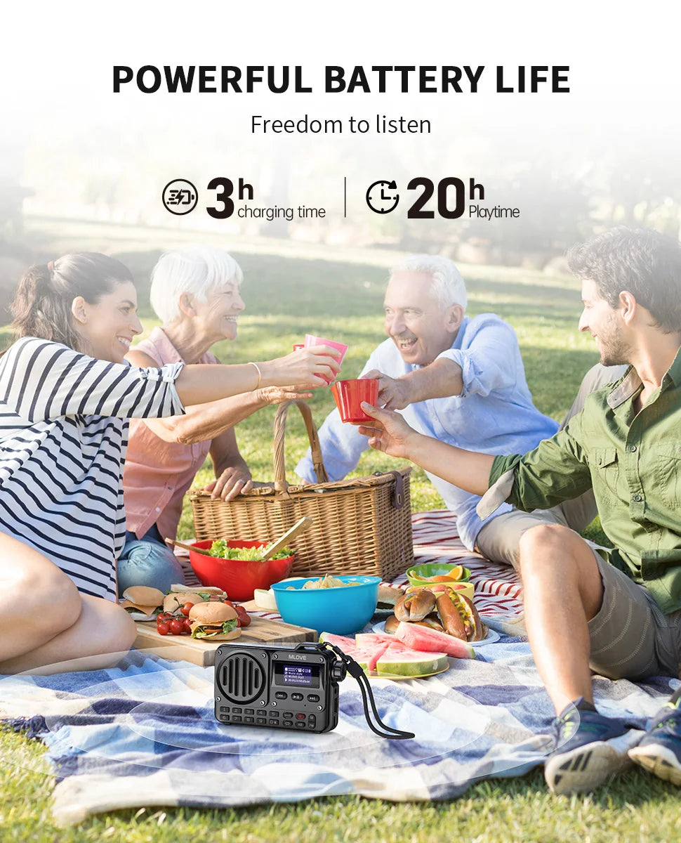 MLOVE BV800 Super-Portable Bluetooth Speaker with FM Radio,LCD Screen Display, Antenna, AUX Input, USB Disk, TF Card, MP3 Player-EXPROTAS