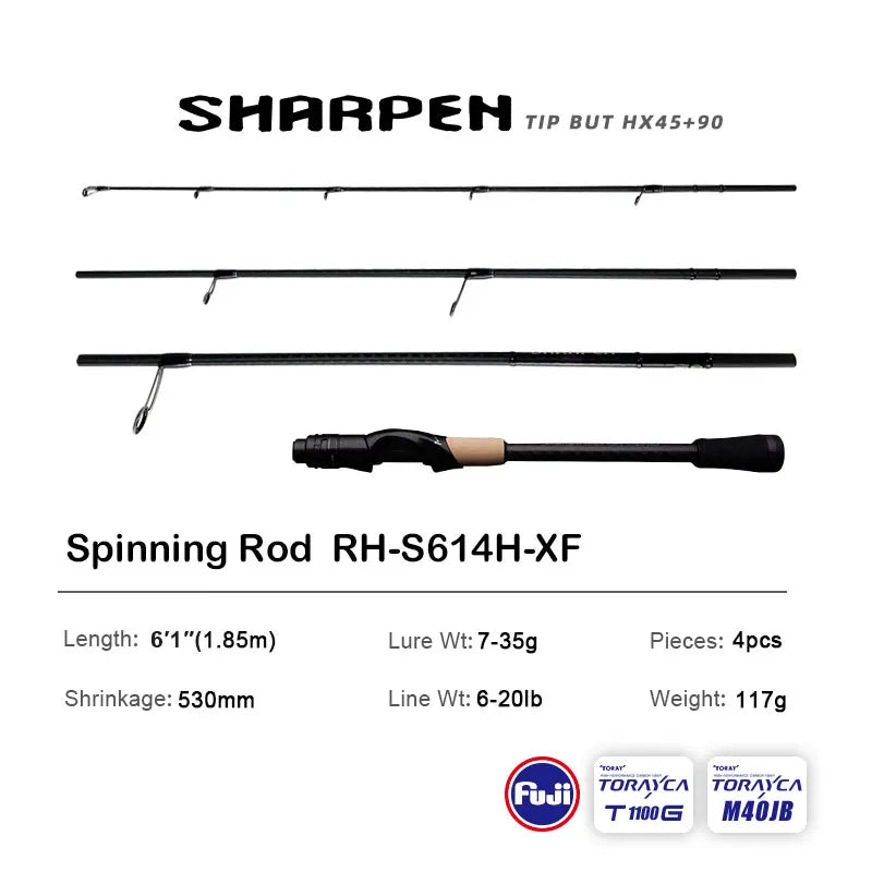 PURELURE SHARPEN Travel Rod XF/MF Action Spinning Casting Rod w/ FUJI Parts