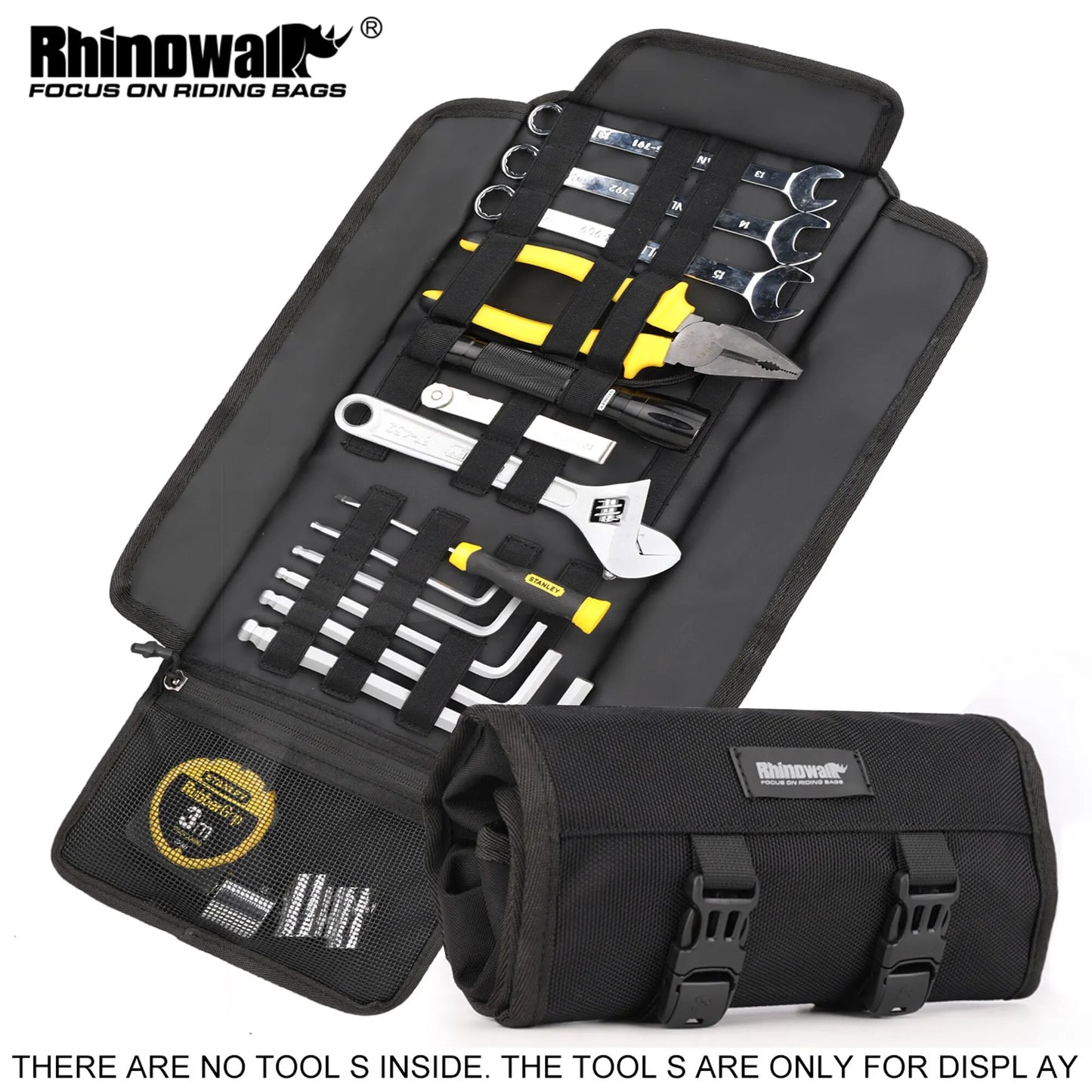 Rhinowalk Motorcycle Tool Roll Bag Portable Motor Saddlebags Side Tool Storage Bag Pouch Outdoor Travel Repair Working Tool-EXPROTAS