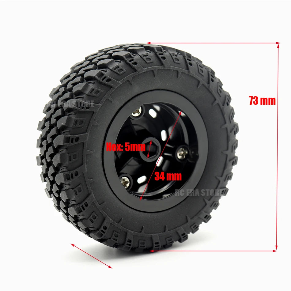 73mm Off-Road RC Tires Wheels 5mm Hex for MN99S MN98 MN82 WPL C24 B36 JJRC Q75 Truck