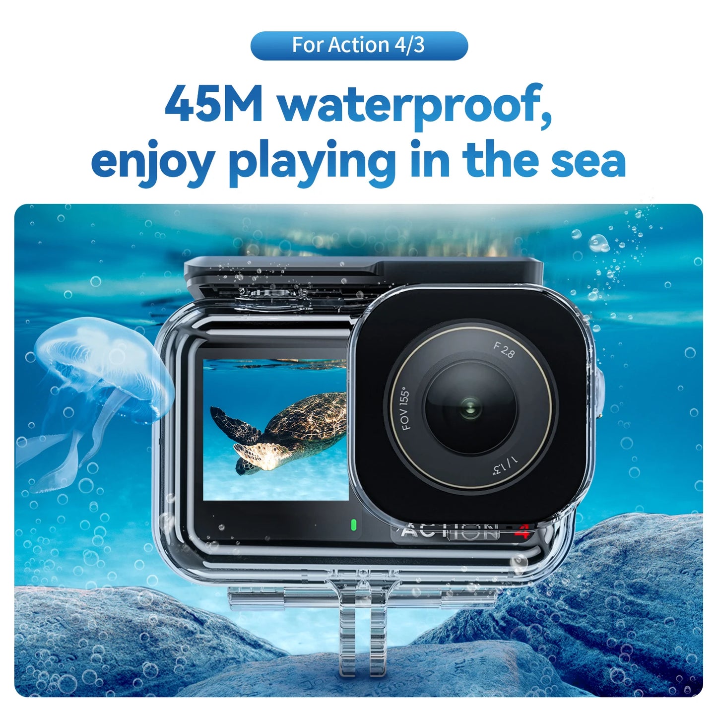 TELESIN 45M Waterproof Case For DJI OSMO Action 3 4 5pro Underwater Diving Housing Cover Action Camera Accessories-EXPROTAS
