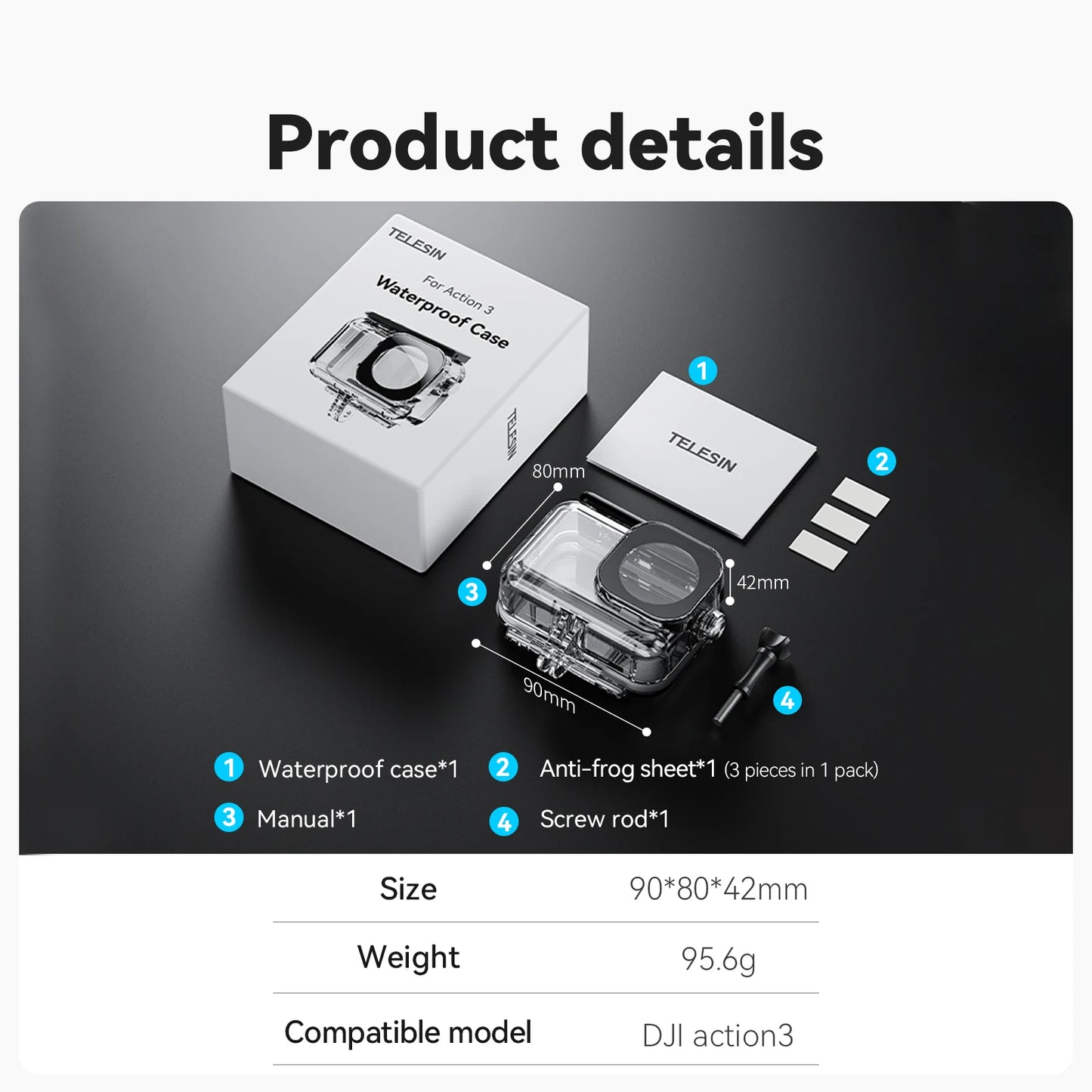 TELESIN 45M Waterproof Case For DJI OSMO Action 3 4 5pro Underwater Diving Housing Cover Action Camera Accessories-EXPROTAS