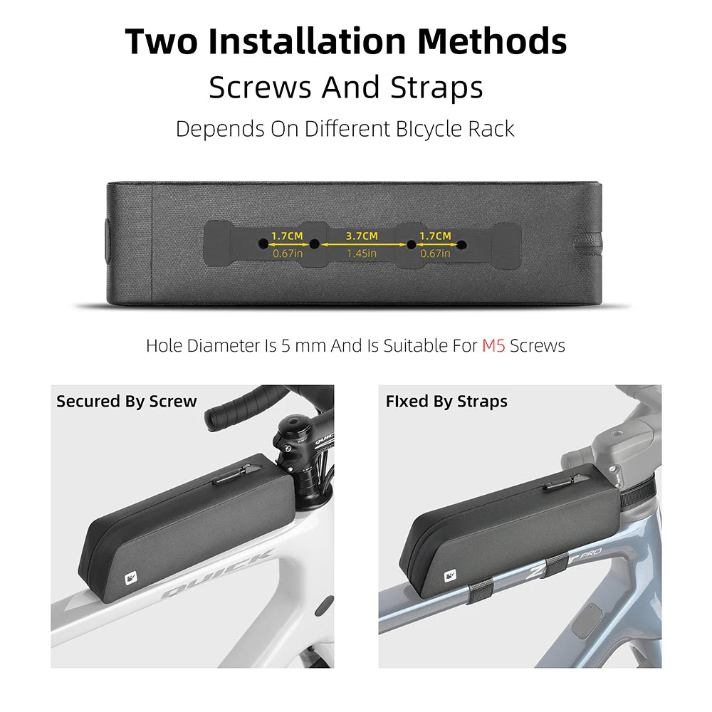 Rhinowalk Bike Top Tube Bag With Bolt Mounted & Strap Waterproof Aerodynamic Low Drag For Triathlon Gravel Mtb Road Bicycle 2024