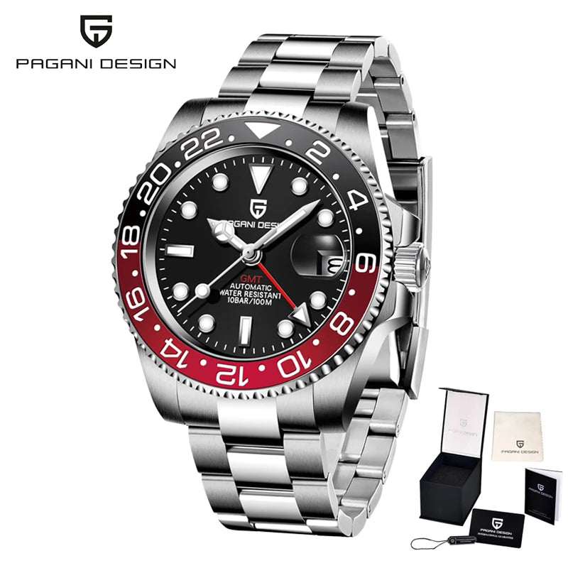 PAGANI Design PD-1662 Men’s Automatic Watch Stainless Steel Ceramic Bezel Waterproof