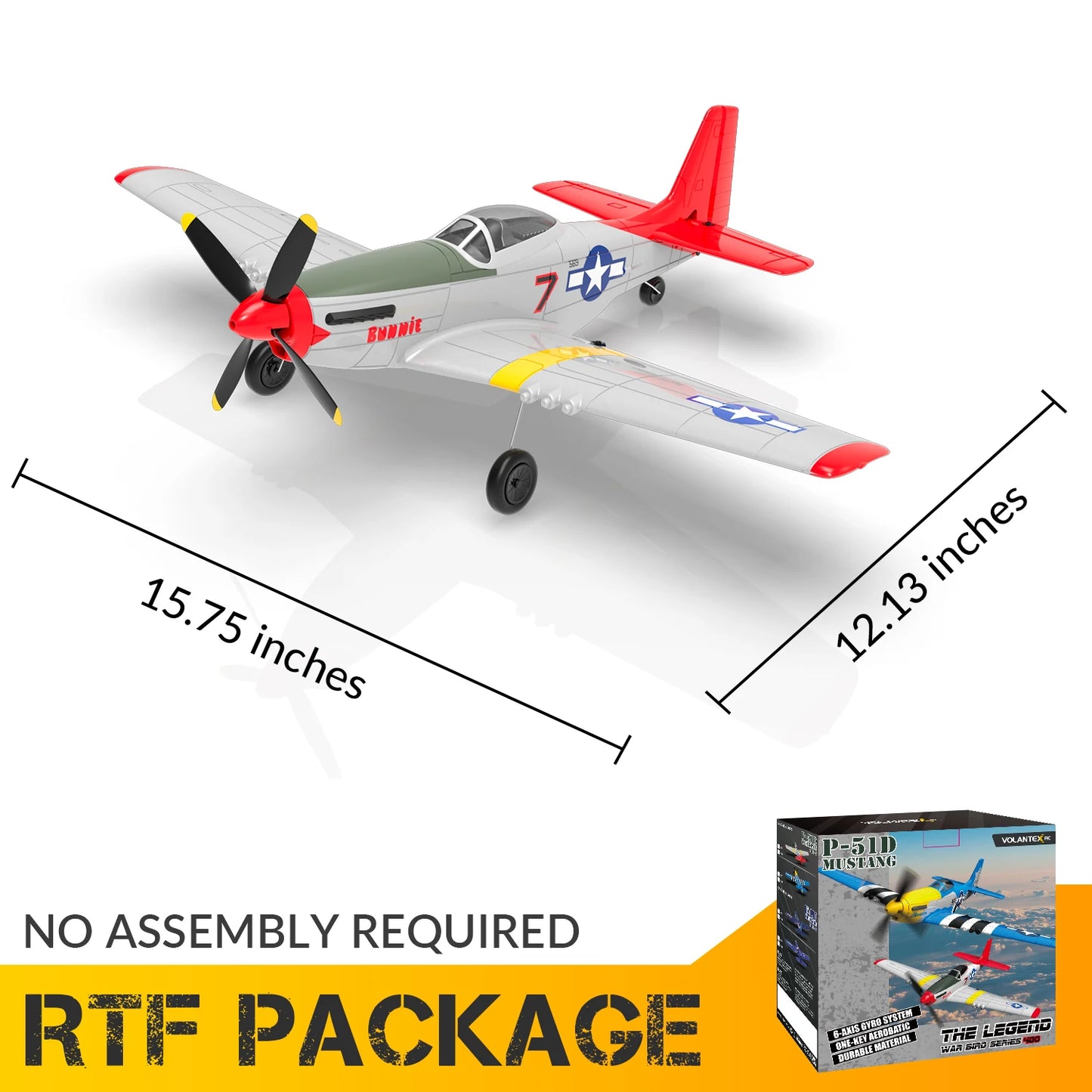 New P51D RC Airplane One-key Aerobatic 2-Ch/4-Ch RC Plane RTF Mustang Aircraft W/Xpilot Stabilization System (761-5 RTF)-EXPROTAS