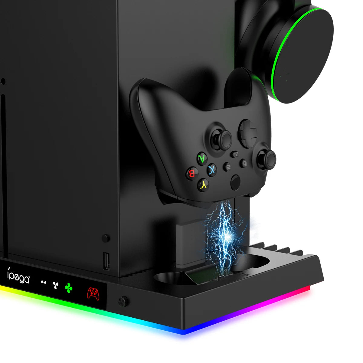 Cooling Fan Stand & Charging Station For Xbox Series X Controller RGB Light Dock