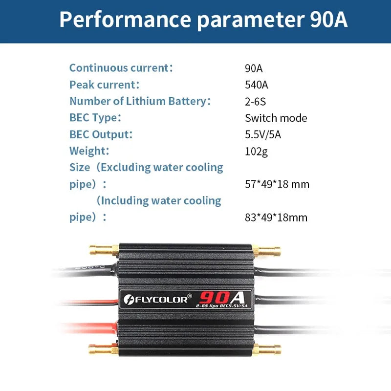 Flycolor Brushless ESC 50A–150A 2–6S LiPo BEC 5.5V/5A for RC Boat Model