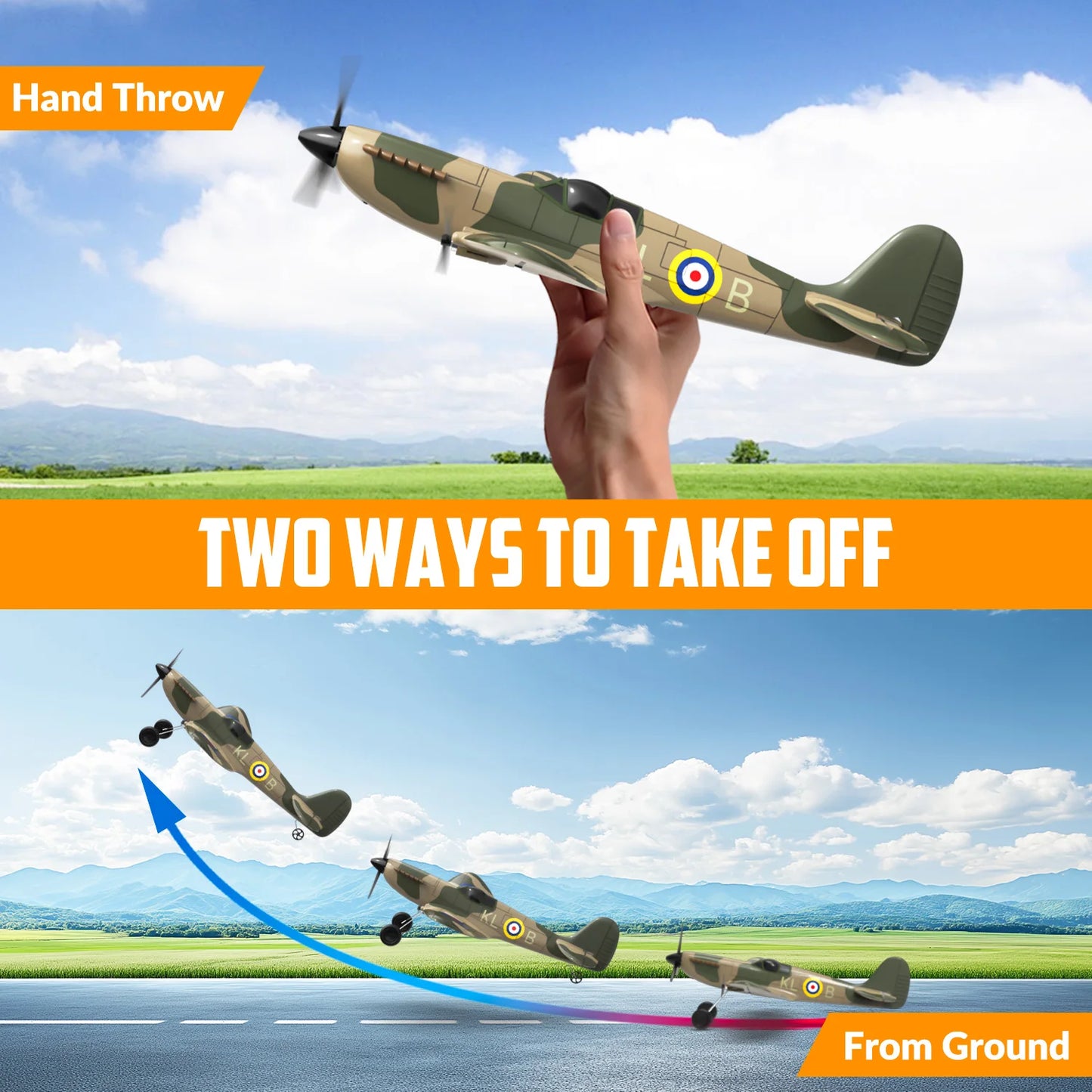 Spitfire 2.4G 3CH RC Plane Gyro Stabiliser EPP Foam 400mm Wingspan RTF