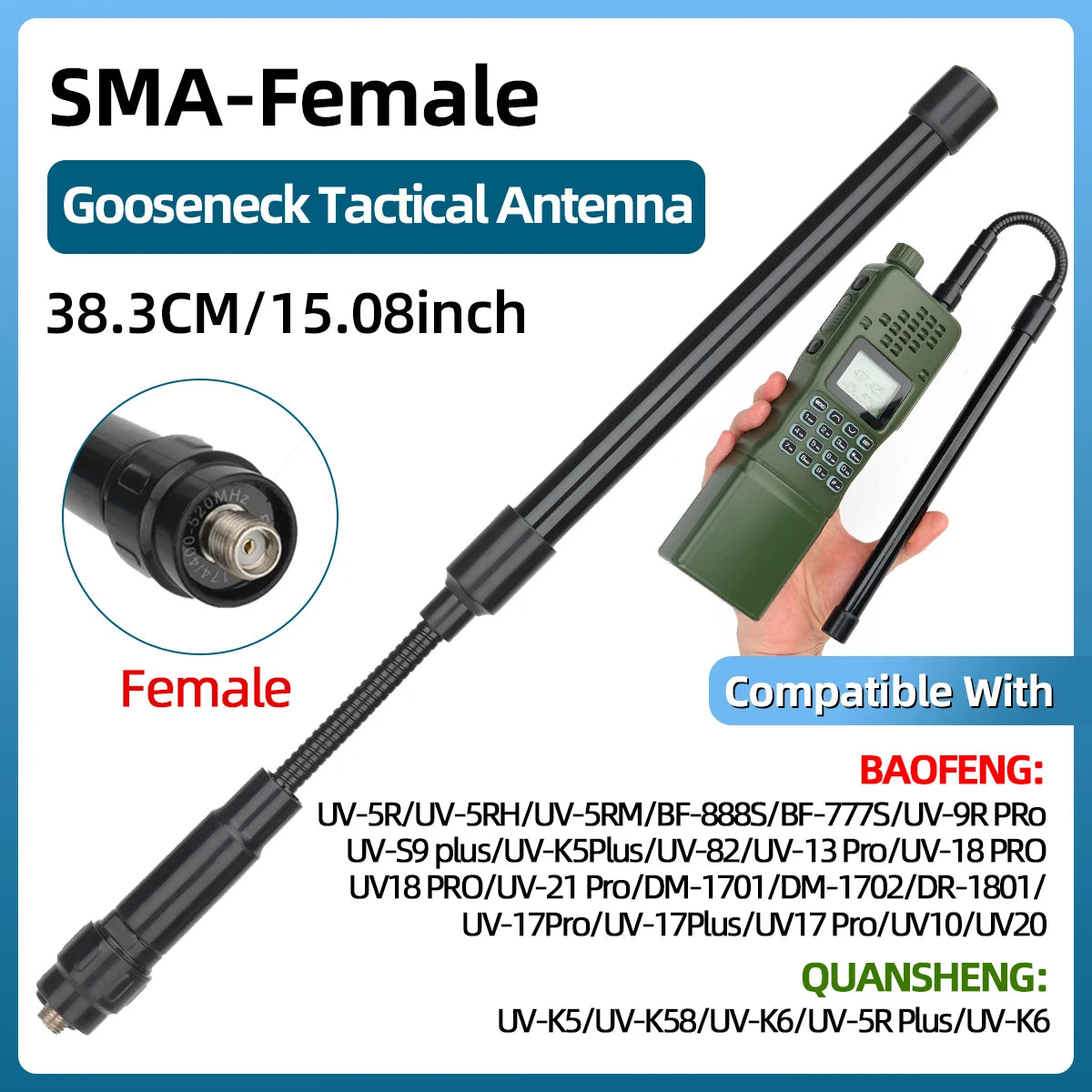ABBREE CS Tactical Antenna SMA-Female Dual Band VHF UHF 144/430Mhz Foldable For Walkie Talkie Baofeng UV-21 UV-5R QuanSheng K5-EXPROTAS
